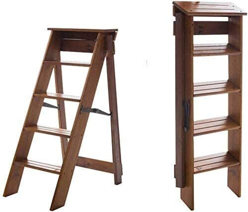 XCHSXYL Holzhocker, stabile Holzleiter, multifunktionale Holzleiter, luftverdickte Bibliothekstreppe, tragbare leichte Leiter, Gartenwerkzeugleiter, Dachboden (Farbe: B) (A)