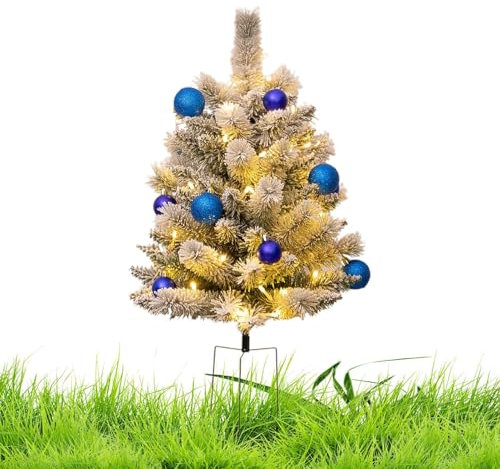 Weihnachts-Hofpfähle, Weg-Weihnachtsbäume | Leuchtender Weihnachtsbaum-Gartenstecker | 2,5 Fuß großer, vorbeleuchteter Weihnachtsbaum mit 8 Modi, mehrfarbige Wegbeleuchtung für Weihnachtsdekorationen