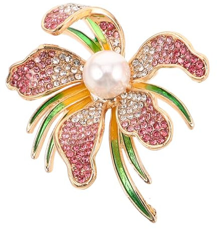 CALLARON Broche Orchidée Avec Cristaux Décorative Pour Femme Broche Fleur Orchidée Épingle Pour Robe