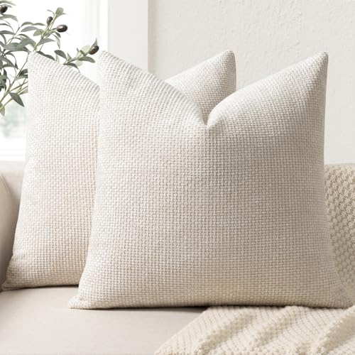 ZWJD Kuddfodral 60 x 60 set med 2 Chenille kuddfodral Soffa Kuddfodral Dekorativ Kudde Mjuk Soffa Kuddfodral för Soffa Säng och Vardagsrum Heminredning Lyxig Dekorativ