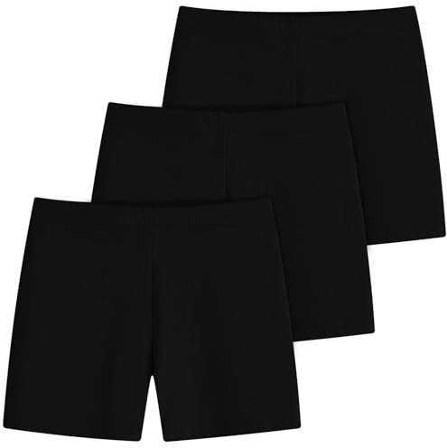 Domee Mädchen Kurze Leggings Sommerhose Radlerhose Shorts Baumwolle 3er-Pack