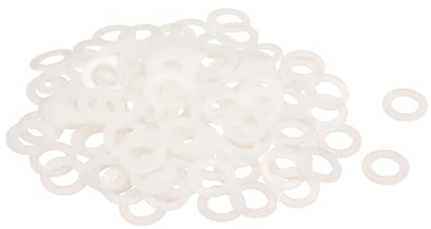 QUARKZMAN 120Pcs Rondelles Plates en Nylon M8 8mm ID 14mm OD 1mm Épaisseur Rondelle Plate Joints Toriques en Plastique pour Étanchéité, Espacement, Bague d'Étanchéité, Blanc