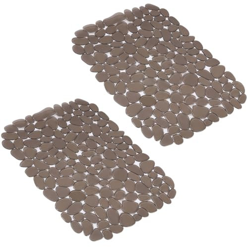 Tappetino per Lavello Grigio Chiaro, Set di 2 Tappetini Lavello Cucina in PVC, 40x30cm Proteggi Lavandino Cucina, Tappetino per Lavello a Forma di Ciottolo per il Fondo del Lavello Della Cucina