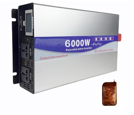 Onduleur Transformateur Onduleur À Onde Sinusoïdale 12V-72V DC À 110V/220V AC 6000W Convertisseur Batterie Externe Portable Énergie Solaire Domestique avec USB Convertisseur(60V,110V(60HZ)_A)