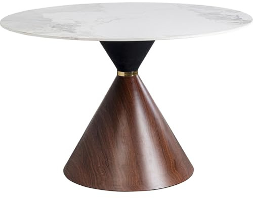 Kare Design Tisch Cono, Braun/Weiß, 120cm Durchmesser, Esstisch, Platz für 4-6 Personen, Stahlgestell in Holzoptik, Esszimmer, Wohnzimmer, Rund | bis 40 kg belastbar, runde Form, Esstisch, Esszimmertisch, Massivtisch, stabil, robust, Wohnaccent, elegant, Esszimmer, Küche