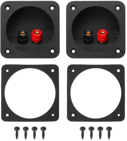 sourcing map 2Pcs 2.68 Inch Speaker Box Terminal Cup, 2-Way Subwoofer Plug Connector Double Binding Posts Spring Loaded Jack for Car Stereo Speaker Wire Sub Box