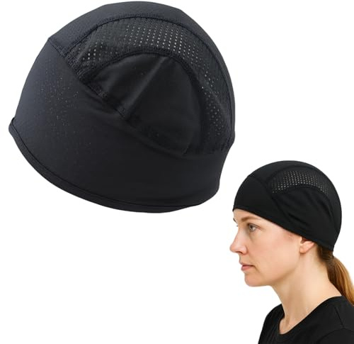 Xvbhaq Berretto da ciclismo unisex, elasticizzato e traspirante, berretto sportivo per casco, corsa, sudore, berretto rinfrescante nero