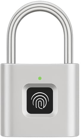 Home Secure Protect Cadenas Biométrique, Déverrouillage par Empreinte Digitale, Noir/Argent, Résistant aux Intempéries, Rechargeable USB