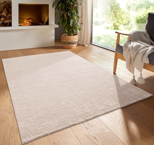 Taracarpet Kurzflor Boho Vintage Teppich waschbar, pflegeleicht geeignet für Wohnzimmer, Schlafzimmer und Kinderzimmer Kinderteppich auch als Badematte Badzimmerteppich Beige Vintage 240x340 cm