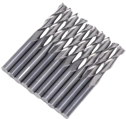 MENDUNER 10 Frese Piatte in Metallo Duro, Gambo 1/8 di Pollice, Punte per Router CNC Durevoli, Set di Strumenti per Router di Legno per Trapano PCB