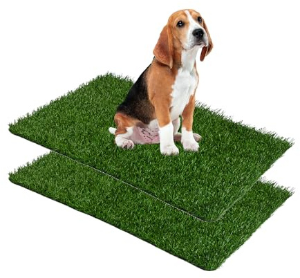 LeFluffy Dog Artificial Grass Mats, 2 Packs for Replacement, Washable Fake Grass Turf for Dogs to Pee On, Quick-Absorbing Puppy Training Pad (58 x 46 cm, S)