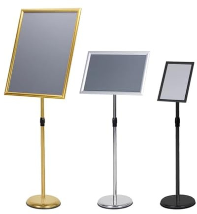Generico Espositore pubblicitario con Robusta Base in Metallo, Supporto per cartelloni da Pavimento, Supporto per Poster Regolabile, Supporto per Menu con Cornice a Scatto in Alluminio, SUP