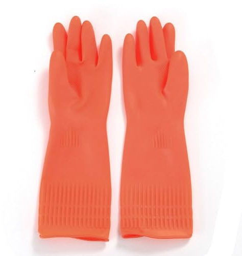 Waterproof Dishwashing Gloves, Long Cuff Household Cleaning Repeatable Gloves, Flexible Non Slip Grip Laundry Kitchen Gardening Washing(S,orange)