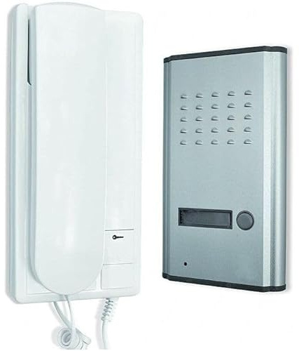 Kit Citofono Monofamiliare Completo Posto Esterno Alluminio e Interno Bianco Apriporta Cancello 220V - Grigio Satinato