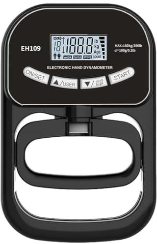 Dinamometro digitale, Dinamometro digitale for la mano, attrezzo for rafforzare presa, ricaricabile tite USB, for uso domestico e scolastico,Unità Di Misura Portatili(Black EH109)