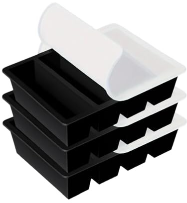 4 griglia gigante cubetti di ghiaccio in silicone lunga striscia vassoio quadrato stampo durevole vino whisky cubo bicchieri strumenti da cocktail(Black with cover 3pc)