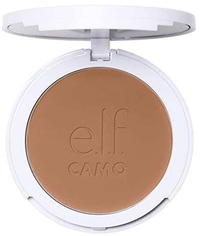 e.l.f. Camo Powder Foundation, Lightweight, Primer-Infused Buildable & Long-Lasting Medium-to-Full Coverage Foundation, Medium 375 N