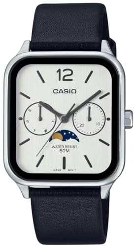 Casio Herren-Armbanduhr – MTP-M305L-7AVDF weißes Zifferblatt, schwarzes Band, Schwarz, Retro
