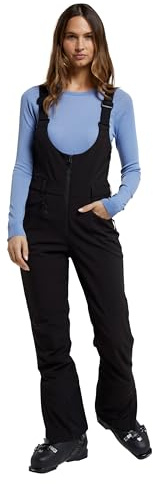 Mountain Warehouse Bib Front Womens Thermal Lined Ski Pants - Water-Resistant Windproof Trousers with Snow Gaiters - Winter Skiing, Sports, Walking Black 8