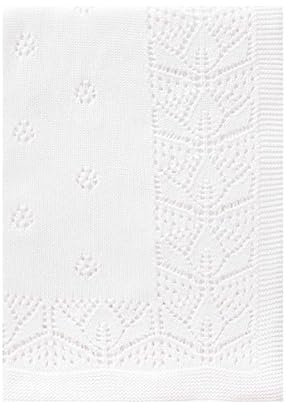LAWKUL Cellular Blanket Baby 100% Cotton Knitted Soft Knit Crochet Blankets for Newborn Boy Girls Infants 100x80cm White