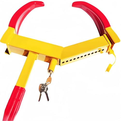 pykaaiiu Reifenkralle, Diebstahlsicherung, Parkkralle, 8-12 Löcher, mit Sicherheitsschloss und 3 Schlüsseln, universell verstellbar für PKW, Wohnwagen, Anhänger, PVC-Schutz, Bohrschutz(12 Löcher)