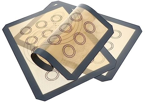 Cabilock Alfombrillas de Silicona de Grado Alimenticio para Hornear Resistentes al Calor con Borde Gris de 20 Pulgadas de Diámetro