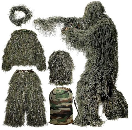 Tmendy Ghillie Suit Camuflaje, Ghillie Sniper, Ropa Deportiva específica para montañismo, exploración, Caza, Camuflaje Desierto Francotirador Airsoft Fotografia 3D L