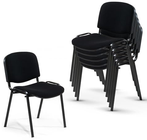 topsit Juego de 6 sillas para visitantes, cómodas sillas de conferencias, apilables, con asiento y respaldo acolchados