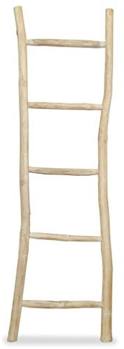 Bambus-Handtuchleiter mit 5 Sprossen, Teak-Finish, platzsparende Handtuchstange für Badezimmer und Schlafzimmer, Dekoration, 45 x 150 cm