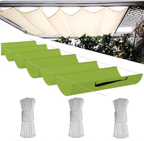 Tenda da sole a onda retrattile, regolabile, protezione dai raggi UV, impermeabile, da giardino, 120 x 250 cm, verde mela