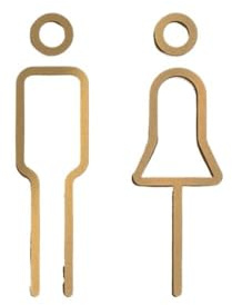 WC-Schild, Messing, Waschraumtür, Wandaufkleber, WC-Halter, Beschilderungstafel (Golden)