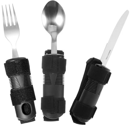 Yardwe Ustensiles de Repas Adaptés pour Personnes Âgées et Arthrite avec Poignée Antidérapante et Couverts Lestés pour Faciliter la Vie Quotidienne