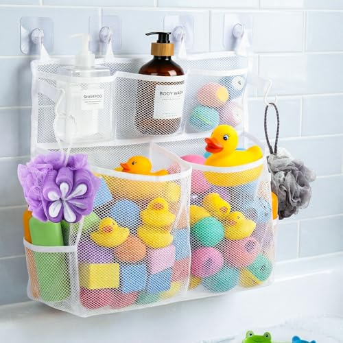 Bath Toy Storage Net, 2 Tier Design, Large Capacity, Nylon, Breathable