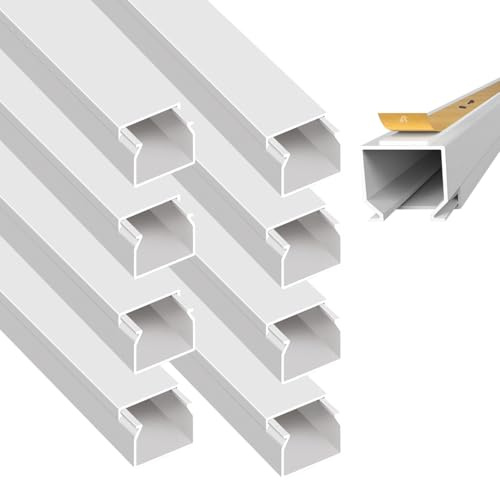 ARLI Kabelkanal 16x16 mm Weiß – 9m selbstklebend & schraubbar Installationskanal IP40 PVC mit Bodenlochung Universal Kabel Kanal