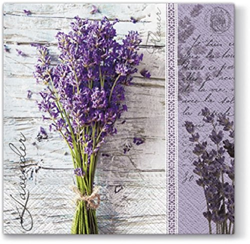 20 Servietten Frischer Lavendelstrauß/Lavendel/Blumen 33x33cm