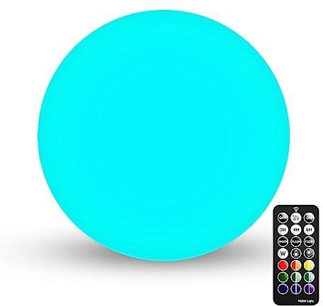 LOFTEK 6-inch LED Light Ball: Nursery Night Light with Remote Control, 16 RGB Color Changing & Dimming Rechargeable, Cordless Portable Waterproof Floating Pool Lights for Kids or Decor