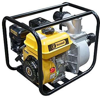 RocwooD Professional Petrol Water Pump 3 6.5HP 4 Stroke Engine. 30m Water Lift & 950 litres Per Min. Use for Water Removal, Drainage & Syphoning. Ideal for Garden, Swimming Pool, Pond, Hot Tub.