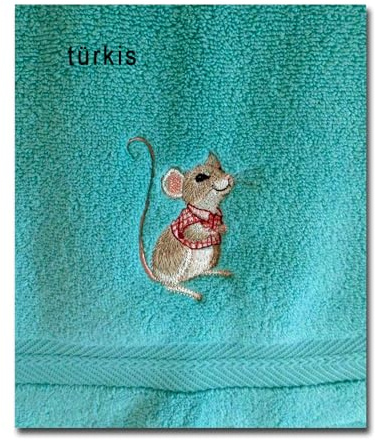 Besticktes Gästehandtuch Kinderhandtuch mit Mäuschen und Name | Handtuch in mehreren Farben mit verschiedenen Stickmotiven