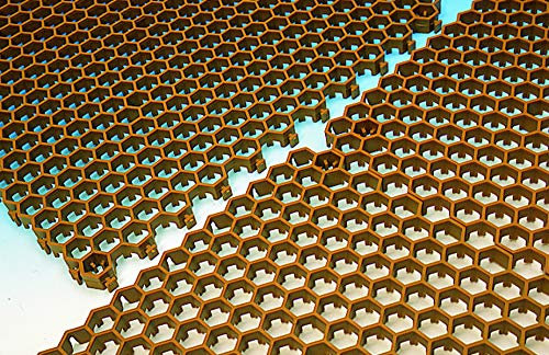 PEGANE Lot de 4 Dalles caillebotis Caramel - 50 x 50 cm