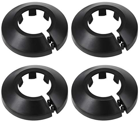 sourcing map 25mm Pipe Cover Decoration PP Plastic Water Pipe Escutcheon Black 4pcs