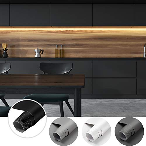 Cahomo 61 x 550 cm（ 2 rotoli ）Carta da Parati Autoadesiva Adesivi PVC Nero Adesivi Mobili per Cucina Armadio Pellicola Decorativa può Decorare e Rinnovare Armadio Tavolo
