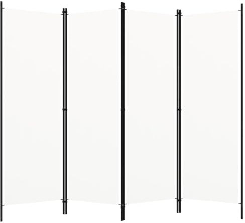 vidaXL Rumsavdelare 4 Paneler Rumspanel Avdelningspanel Kontorspartition Skärm Avdelningsskärm Skärmvägg Partition Skiljevägg Hopfällbar Gräddvit