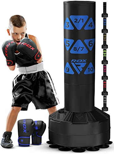 RDX Jugend Freistehender Boxsack 4ft Junior Standboxsäcke Trainingshandschuhe, MMA, Kickboxen,Boxen, Kampfsport, Muay Thai, Boxpartner, Punchingsäcke, Tumbler Boxsäcke Saugfuß (MEHRWEG)