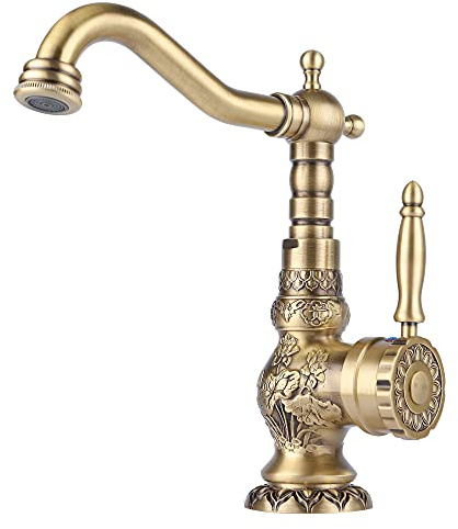 WEIJIANKANG Brass Kitchen Faucet Antique Single Handle Bathroom Faucet, Mixer Tap Bronze Multifunctional, 360 Degree Swivel Spout Bathroom Sink, Universal Splash Filter Lavatory Faucet