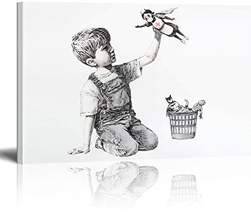 MJEDC Banksy Bilder Leinwand Game Changer Nurse Tribute Graffiti Street Art Leinwandbild Fertig Auf Keilrahmen Kunstdrucke Wohnzimmer Wanddekoration Deko XXL 20x30cm