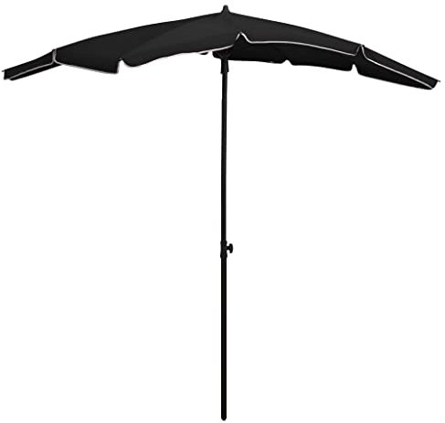 vidaXL Parasol de Jardin avec Mât Parasol de Patio Pare-soleil de Terrasse Parasol d'Extérieur Anti-UV Anti-décoloration 200x130 cm Noir