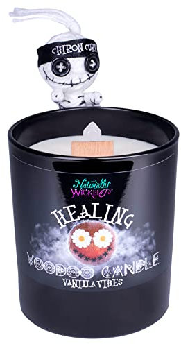 Naturally Wicked Voodoo Heilungs Kerze | inkl. Voodoo Puppe & Quarzkristall Zauberstab | Vegane Kristall Zauberkerze, Weißes Wachs