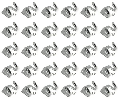 1Buy UK 30 x Storage Wall Hooks Workshop Tool Garden Shed Garage Double Metal Space Saver Set with Screws Hangers Brackets for Hanging Tools Set of (30)