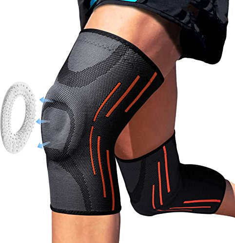 Gemschest 2 Pack Knee Support - Knee Compression Sleeves for Men & Women with Patella Gel Pads, Knee Brace for Working Out, Running, Weightlifting, for Arthritis Joint Pain Relief ACL Size L
