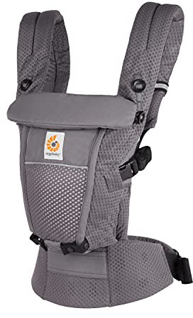 Ergobaby Adapt Babytrage für Neugeborene ab Geburt, 3-Positionen SoftFlex Mesh Ergonomische Babybauchtrage Rückentrage Baby-Tragetasche, Graphite Grey